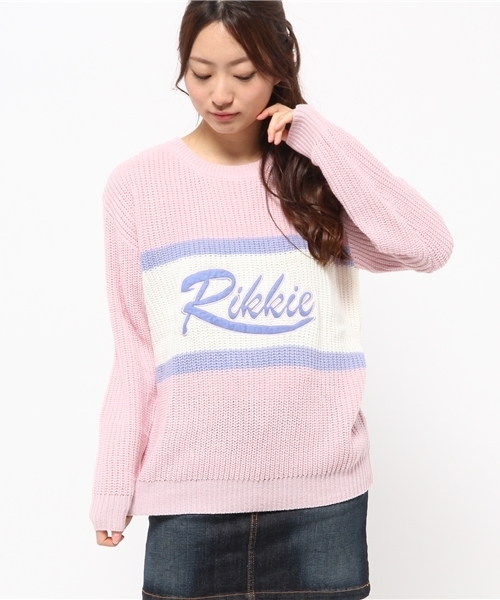 WEGO(ウィゴー)の「WEGO/ジャガ-ドワッペンニット(ニット/セーター・レディース・ネイビー/ライトピンク/ブラック・FREE)」の3枚目の写真