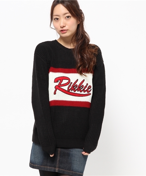 WEGO(ウィゴー)の「WEGO/ジャガ-ドワッペンニット(ニット/セーター・レディース・ネイビー/ライトピンク/ブラック・FREE)」の2枚目の写真