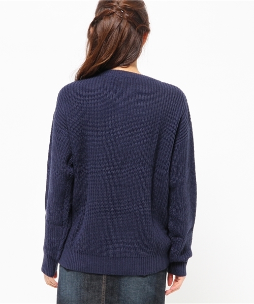 WEGO(ウィゴー)の「WEGO/ジャガ-ドワッペンニット(ニット/セーター・レディース・ネイビー/ライトピンク/ブラック・FREE)」の6枚目の写真