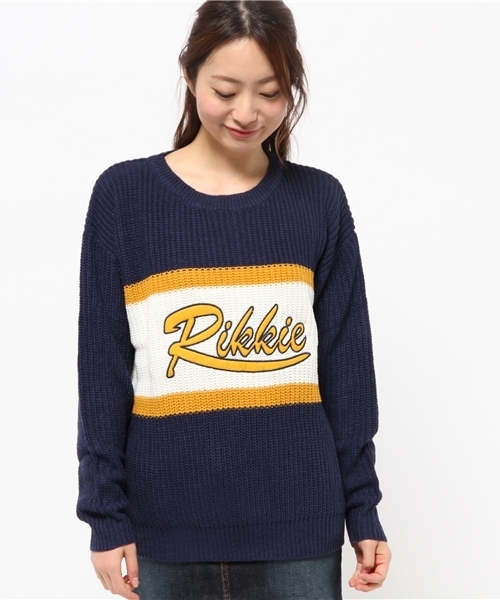 WEGO(ウィゴー)の「WEGO/ジャガ-ドワッペンニット(ニット/セーター・レディース・ネイビー/ライトピンク/ブラック・FREE)」の4枚目の写真