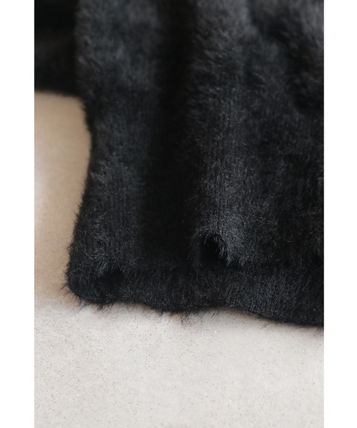 cawaii（カワイイ）の「（黒）パールの花ボタン輝くファーショートカーディガン（カーディガン/ボレロ・レディース・ブラック・FREE）」の7枚目の写真