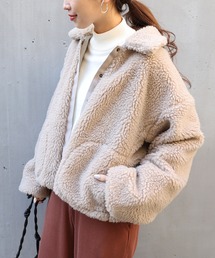 襟付きシープ風ボアブルゾン