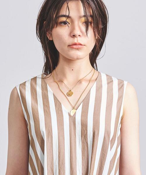 UNITED ARROWS Vネックベルトロングワンピースストライプノースリーブ UNITED ARROWS（ユナイテッドアローズ）の「UWCS Vネック ベルト
