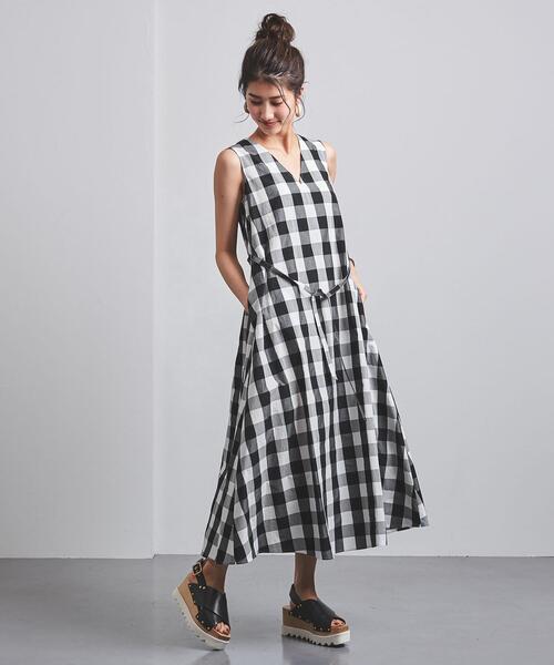 UNITED ARROWS UWCS Vネック ベルト ロングワンピース UNITED ARROWS（ユナイテッドアローズ）の「UWCS Vネック ベルト