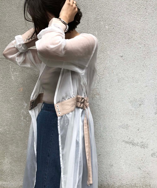 &g'aime（アンジェム）の「【&g'aime】楊柳シアーワンピース/シースルーワンピース（ワンピース・レディース・ホワイト/ブラック/ベージュ・FREE）」の9枚目の写真