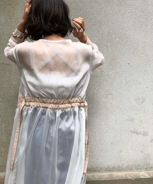 &g'aime（アンジェム）の「【&g'aime】楊柳シアーワンピース/シースルーワンピース（ワンピース・レディース・ホワイト/ブラック/ベージュ・FREE）」の10枚目の写真