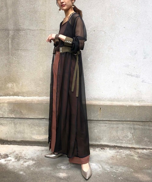 &g'aime（アンジェム）の「【&g'aime】楊柳シアーワンピース/シースルーワンピース（ワンピース・レディース・ホワイト/ブラック/ベージュ・FREE）」の13枚目の写真