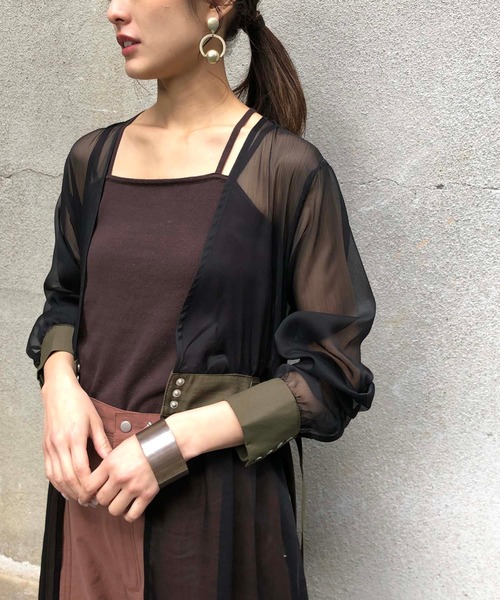 &g'aime（アンジェム）の「【&g'aime】楊柳シアーワンピース/シースルーワンピース（ワンピース・レディース・ホワイト/ブラック/ベージュ・FREE）」の14枚目の写真