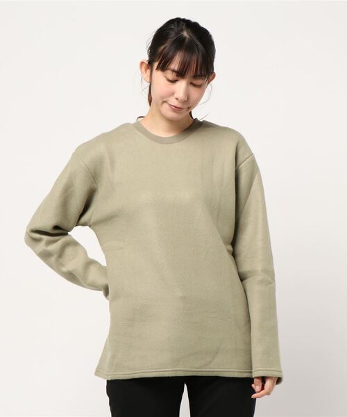 TRAP/U (トラップユー)の「【69】ロングスリーブ クルーカットソー(Tシャツ/カットソー・レディース・ホワイト/ブラック/ベージュ/カーキ・LARGE/MEDIUM)」の1枚目の写真