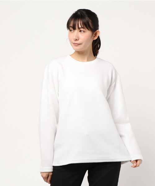 TRAP/U (トラップユー)の「【69】ロングスリーブ クルーカットソー(Tシャツ/カットソー・レディース・ホワイト/ブラック/ベージュ/カーキ・LARGE/MEDIUM)」の2枚目の写真