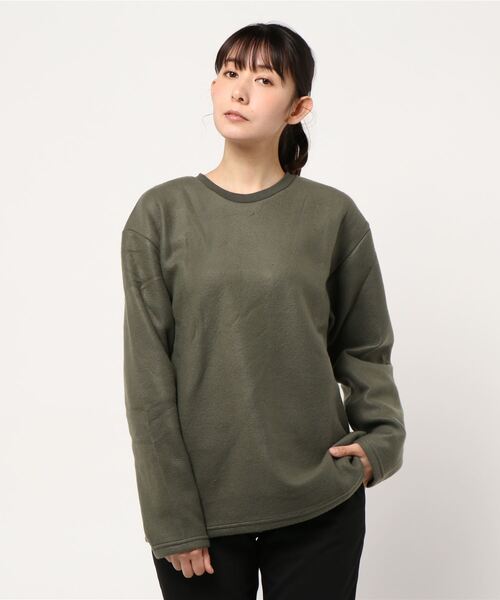 TRAP/U (トラップユー)の「【69】ロングスリーブ クルーカットソー(Tシャツ/カットソー・レディース・ホワイト/ブラック/ベージュ/カーキ・LARGE/MEDIUM)」の4枚目の写真