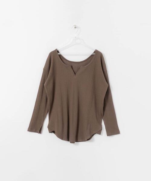 LAATO（ラート）の「2WAY RIB LONG T-SHIRTS（Tシャツ/カットソー・レディース・オフホワイト/ブラック/ベージュ/チャコールグレー/ブラウン・FREE）」の4枚目の写真