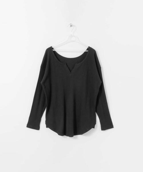 LAATO（ラート）の「2WAY RIB LONG T-SHIRTS（Tシャツ/カットソー・レディース・オフホワイト/ブラック/ベージュ/チャコールグレー/ブラウン・FREE）」の3枚目の写真