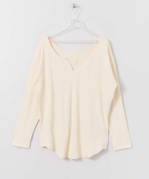 LAATO（ラート）の「2WAY RIB LONG T-SHIRTS（Tシャツ/カットソー・レディース・オフホワイト/ブラック/ベージュ/チャコールグレー/ブラウン・FREE）」の6枚目の写真