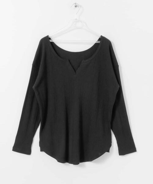 LAATO（ラート）の「2WAY RIB LONG T-SHIRTS（Tシャツ/カットソー・レディース・オフホワイト/ブラック/ベージュ/チャコールグレー/ブラウン・FREE）」の8枚目の写真