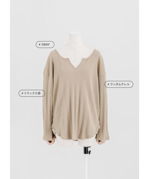 LAATO（ラート）の「2WAY RIB LONG T-SHIRTS（Tシャツ/カットソー・レディース・オフホワイト/ブラック/ベージュ/チャコールグレー/ブラウン・FREE）」の10枚目の写真