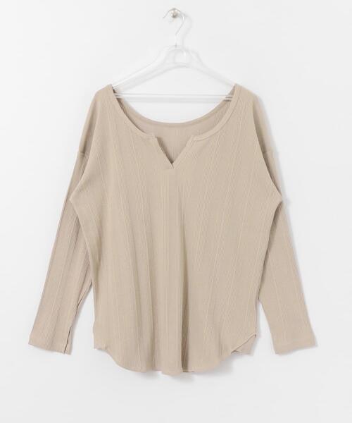 LAATO（ラート）の「2WAY RIB LONG T-SHIRTS（Tシャツ/カットソー・レディース・オフホワイト/ブラック/ベージュ/チャコールグレー/ブラウン・FREE）」の13枚目の写真