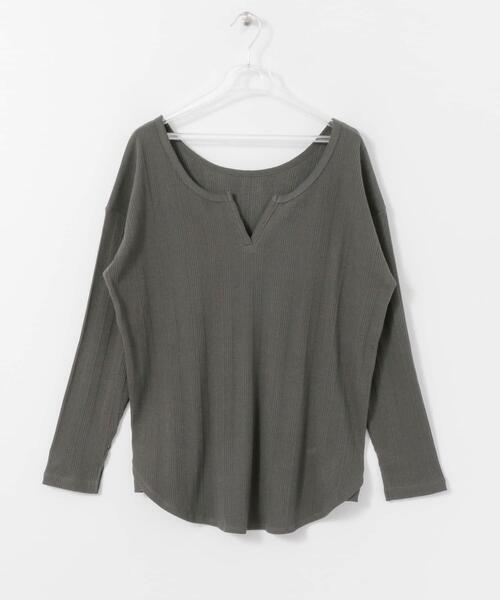 LAATO（ラート）の「2WAY RIB LONG T-SHIRTS（Tシャツ/カットソー・レディース・オフホワイト/ブラック/ベージュ/チャコールグレー/ブラウン・FREE）」の15枚目の写真