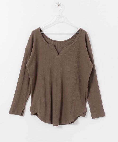 LAATO（ラート）の「2WAY RIB LONG T-SHIRTS（Tシャツ/カットソー・レディース・オフホワイト/ブラック/ベージュ/チャコールグレー/ブラウン・FREE）」の17枚目の写真