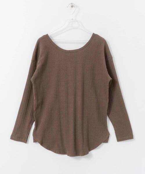 LAATO（ラート）の「2WAY RIB LONG T-SHIRTS（Tシャツ/カットソー・レディース・オフホワイト/ブラック/ベージュ/チャコールグレー/ブラウン・FREE）」の19枚目の写真
