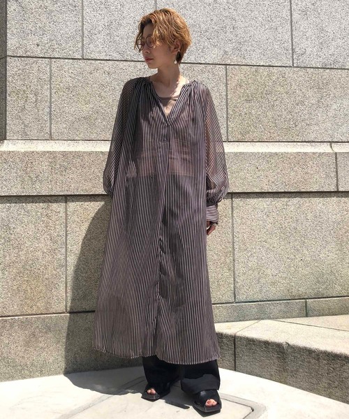 ストライプギャザーワンピース ジョンブル公式通販 Johnbull Online Store