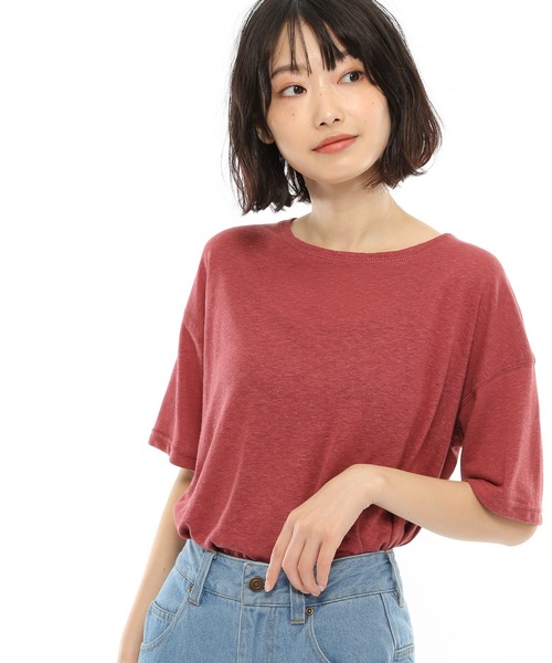 LAKOLE（ラコレ）の「リネンMIXボクシーTシャツ / LAKOLE（Tシャツ/カットソー・レディース・ホワイト/サンドグレー/レッド/ネイビー/ブラック/ブラウン・SMALL/MEDIUM）」の6枚目の写真