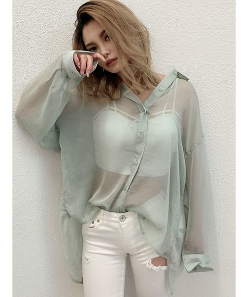 GYDA - aya⭐︎シースルーバックスリットシャツ シースルーバックスリットシャツ[品番：MKSW0030947]｜GYDA