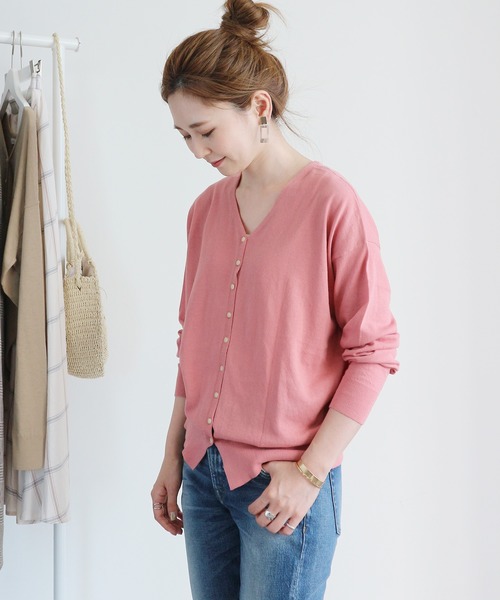 AMERICAN HOLIC（アメリカンホリック）の「Vネック2WAYニットカーディガン　＊〇（カーディガン/ボレロ・レディース・ブラック/ネイビー/ベージュ/イエロー/グリーン/ピンク/アイボリー・MEDIUM/LARGE）」の7枚目の写真