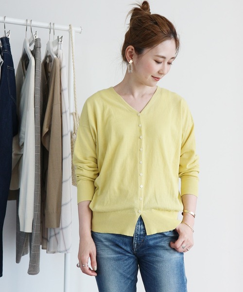 AMERICAN HOLIC（アメリカンホリック）の「Vネック2WAYニットカーディガン　＊〇（カーディガン/ボレロ・レディース・ブラック/ネイビー/ベージュ/イエロー/グリーン/ピンク/アイボリー・MEDIUM/LARGE）」の6枚目の写真