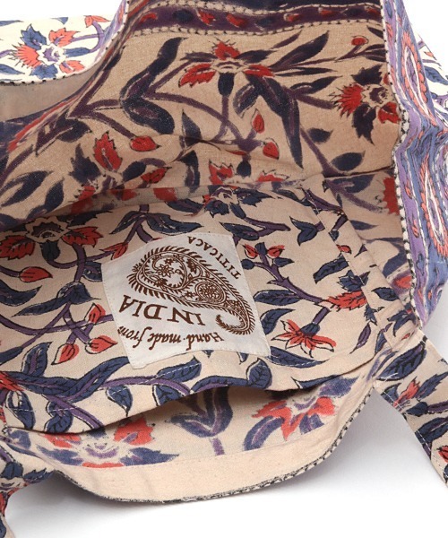 チチカカ（チチカカ）の「ブロックプリントエコトートバッグ（エコバッグ/サブバッグ・レディース・レッド/イエロー/グリーン・FREE）」の7枚目の写真