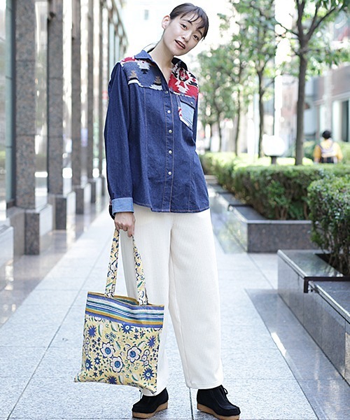 チチカカ（チチカカ）の「ブロックプリントエコトートバッグ（エコバッグ/サブバッグ・レディース・レッド/イエロー/グリーン・FREE）」の17枚目の写真