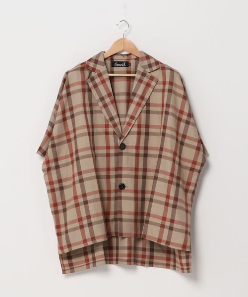 CavariA（キャバリア）の「『CavariA/キャバリア』チェック柄ビッグシルエットシャツジャケット（シャツ/ブラウス・メンズ・ベージュ/ホワイト・L/M）」の10枚目の写真