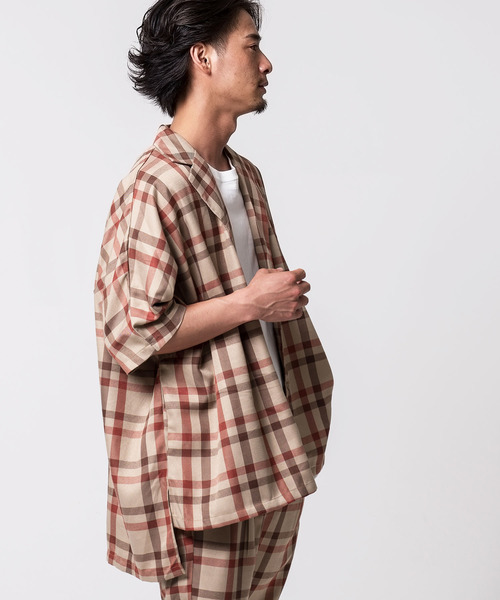 CavariA（キャバリア）の「『CavariA/キャバリア』チェック柄ビッグシルエットシャツジャケット（シャツ/ブラウス・メンズ・ベージュ/ホワイト・L/M）」の18枚目の写真