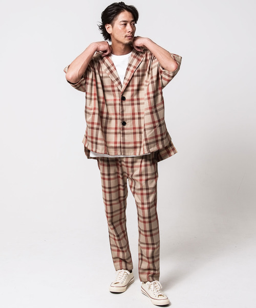 CavariA（キャバリア）の「『CavariA/キャバリア』チェック柄ビッグシルエットシャツジャケット（シャツ/ブラウス・メンズ・ベージュ/ホワイト・L/M）」の16枚目の写真