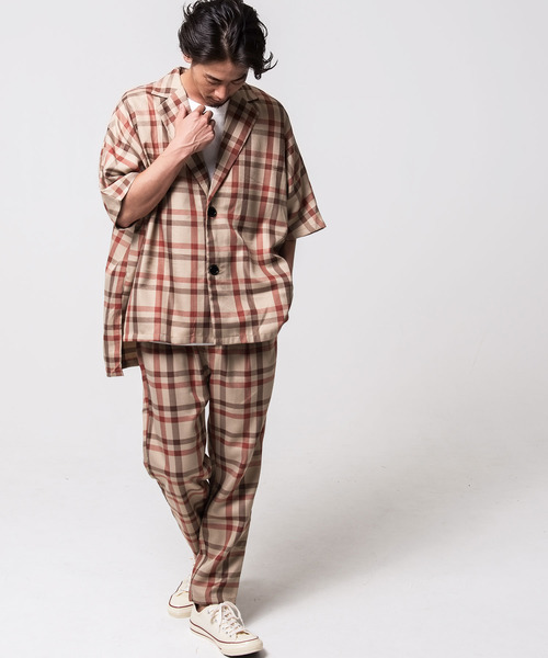 CavariA（キャバリア）の「『CavariA/キャバリア』チェック柄ビッグシルエットシャツジャケット（シャツ/ブラウス・メンズ・ベージュ/ホワイト・L/M）」の12枚目の写真