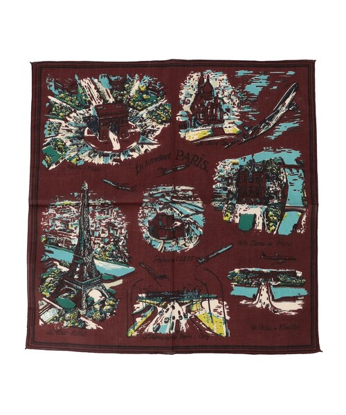 BINDU（ビンドゥー）の「BINDU:パリマップバンダナ（バンダナ/スカーフ・レディース・ケリーグリーン/アイボリー/ブラウン/ライトブルー・ONE SIZE）」の2枚目の写真