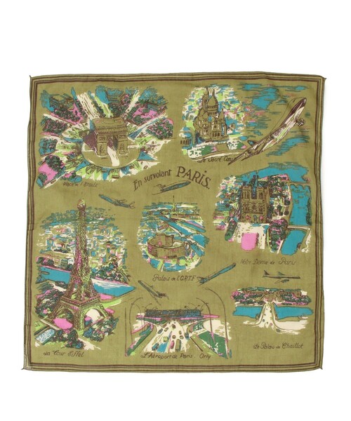 BINDU（ビンドゥー）の「BINDU:パリマップバンダナ（バンダナ/スカーフ・レディース・ケリーグリーン/アイボリー/ブラウン/ライトブルー・ONE SIZE）」の3枚目の写真