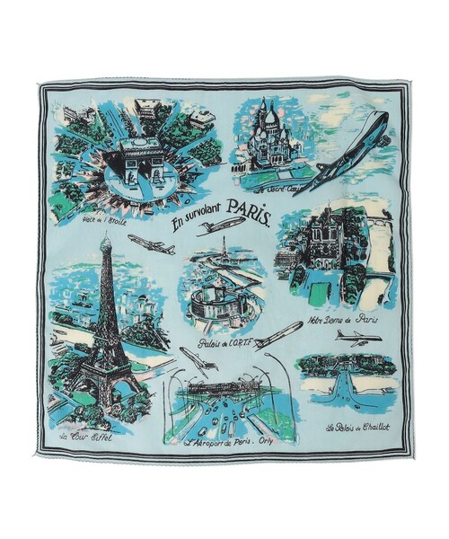 BINDU（ビンドゥー）の「BINDU:パリマップバンダナ（バンダナ/スカーフ・レディース・ケリーグリーン/アイボリー/ブラウン/ライトブルー・ONE SIZE）」の4枚目の写真