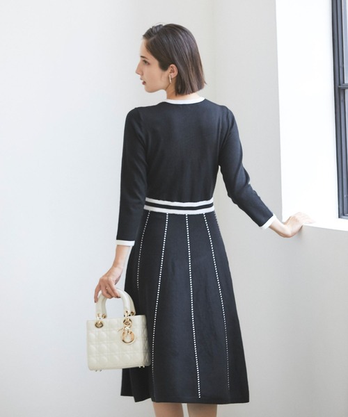 配色ライン入りニットワンピース≪tocco closet luxe≫（ワンピース