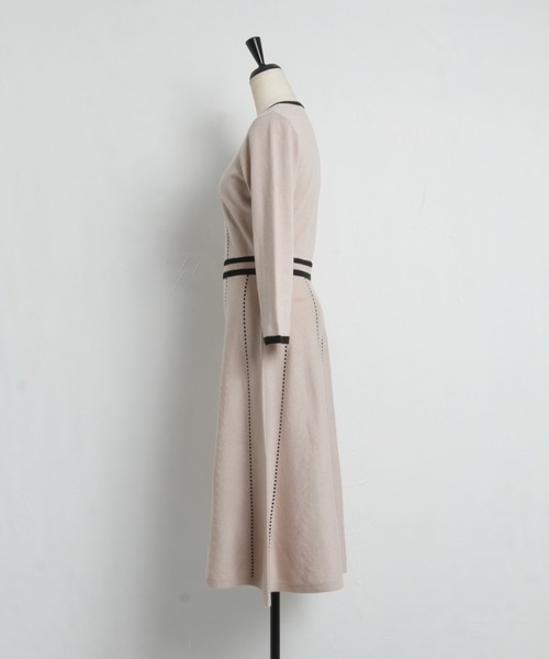 配色ライン入りニットワンピース≪tocco closet luxe≫（ワンピース