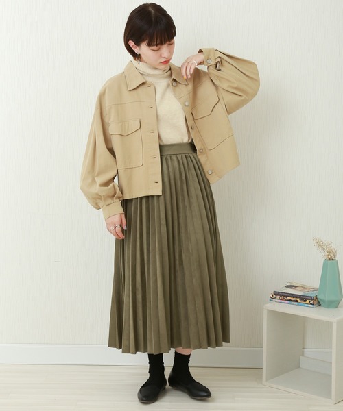 CHARM BERRY TIC(チャームベリーチック)の「スウェードポンチ アコーディオンプリーツスカート(スカート・レディース・アイボリー/ピンク/ベージュ/カーキ/ブラック・M/L)」の22枚目の写真