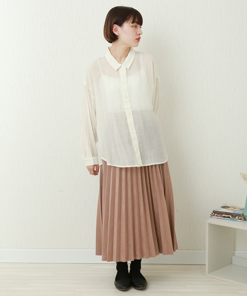 CHARM BERRY TIC(チャームベリーチック)の「スウェードポンチ アコーディオンプリーツスカート(スカート・レディース・アイボリー/ピンク/ベージュ/カーキ/ブラック・M/L)」の21枚目の写真