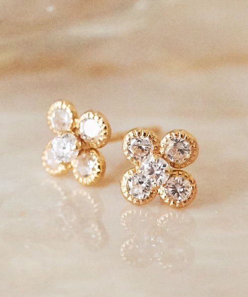 Phoebe（フィービィー）の「【K10】フラワービジューピアス/お花/BOXつき（ピアス（両耳用）・レディース・ピンクゴールド/イエローゴールド・FREE）」の16枚目の写真