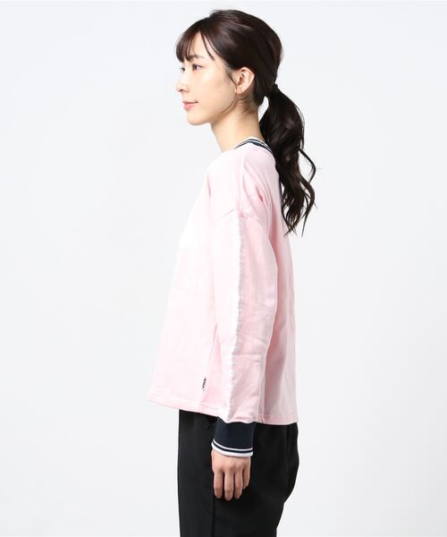 FILA(フィラ)の「FILA フィラ 裏毛ショート丈袖プリントラインリブトレーナー(スウェット・レディース・ネイビー/グレー/ピンク・M/L/XL)」の8枚目の写真