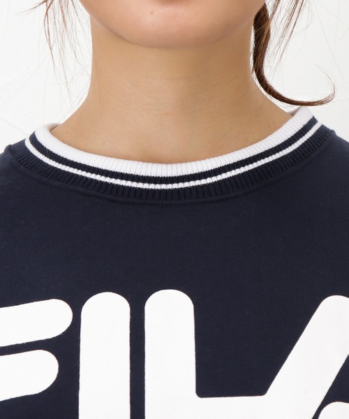 FILA(フィラ)の「FILA フィラ 裏毛ショート丈袖プリントラインリブトレーナー(スウェット・レディース・ネイビー/グレー/ピンク・M/L/XL)」の15枚目の写真