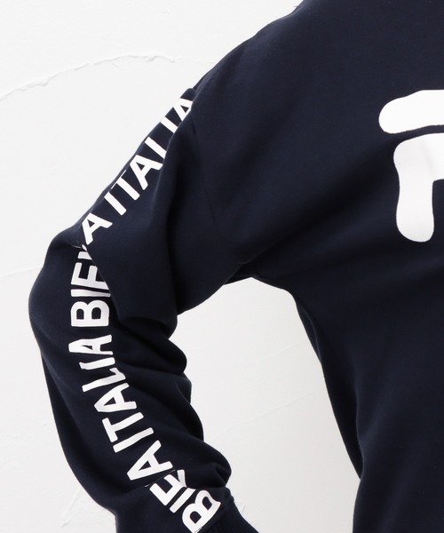 FILA(フィラ)の「FILA フィラ 裏毛ショート丈袖プリントラインリブトレーナー(スウェット・レディース・ネイビー/グレー/ピンク・M/L/XL)」の16枚目の写真