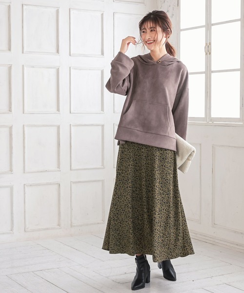 KOBE LETTUCE（コウベレタス）の「リーフ柄切り替えバックゴムスカート（スカート・レディース・グレイッシュベージュ/グリーン/ブラック・FREE）」の11枚目の写真