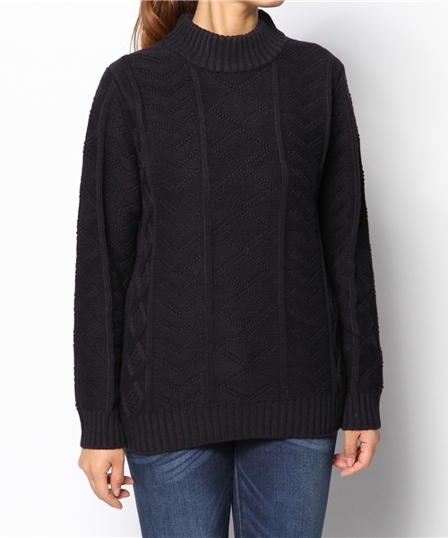 Sheta（シータ）の「フィッシャーマンPO（ニット/セーター・レディース・グレー/オフホワイト/ネイビー・FREE）」の4枚目の写真