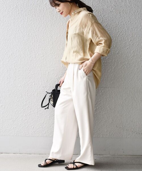 SHIPS woman バックサテンタックパンツ 36 SHIPS for women - SHIPSwoman バックサテンタックパンツ 36の