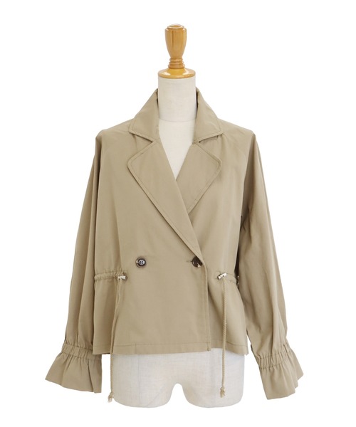 BLUEEAST(ブルーイースト)の「キャンディースリーブショートトレンチ(トレンチコート・レディース・ベージュ/カーキ・MEDIUM)」の13枚目の写真